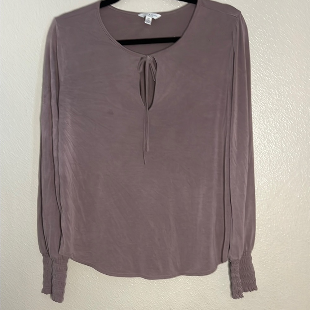 Lucky Brand Purple Puff Sleeve Blouse with Tie Front size : Small